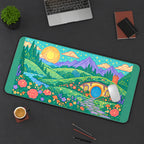 Round Door Cottage in Rolling Hills desk mat — product mockup 3