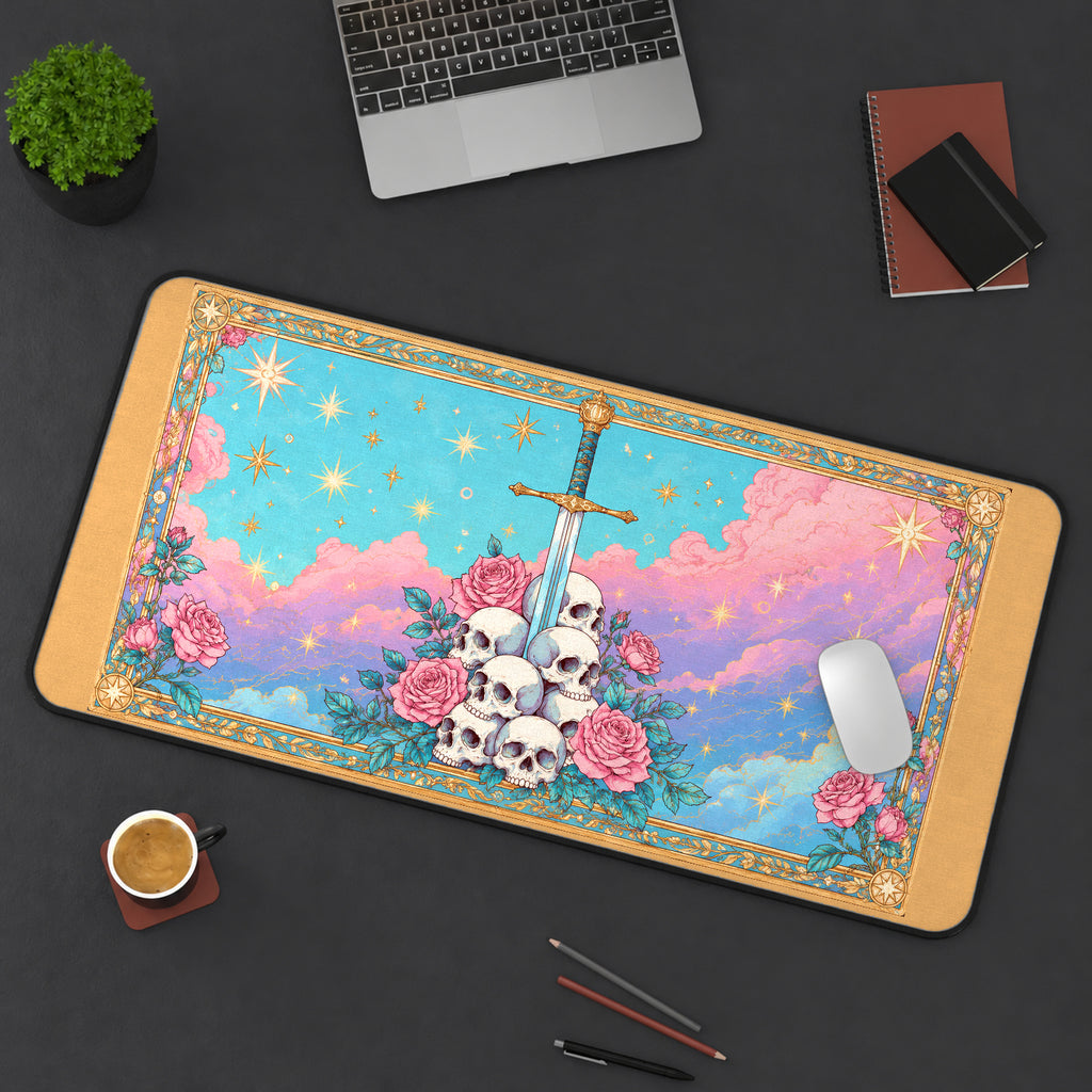 Pastel Sword, Skulls and Roses desk mat — product mockup 3