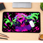 Neon Demonic Vampire Portrait desk mat — product mockup 1