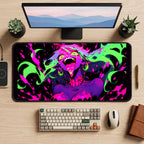 Neon Demonic Vampire Portrait desk mat — product mockup 2