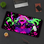 Neon Demonic Vampire Portrait desk mat — product mockup 3