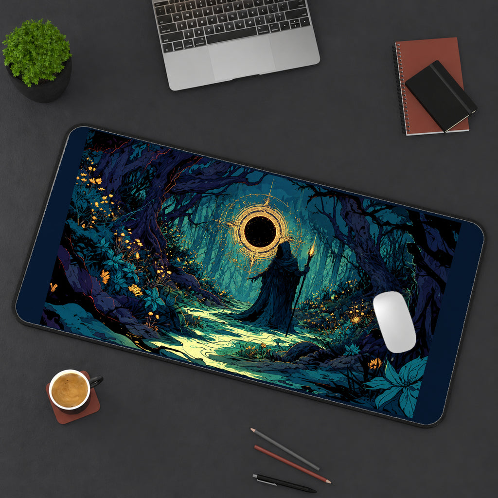Hooded Druid at a Dark Portal desk mat — product mockup 3