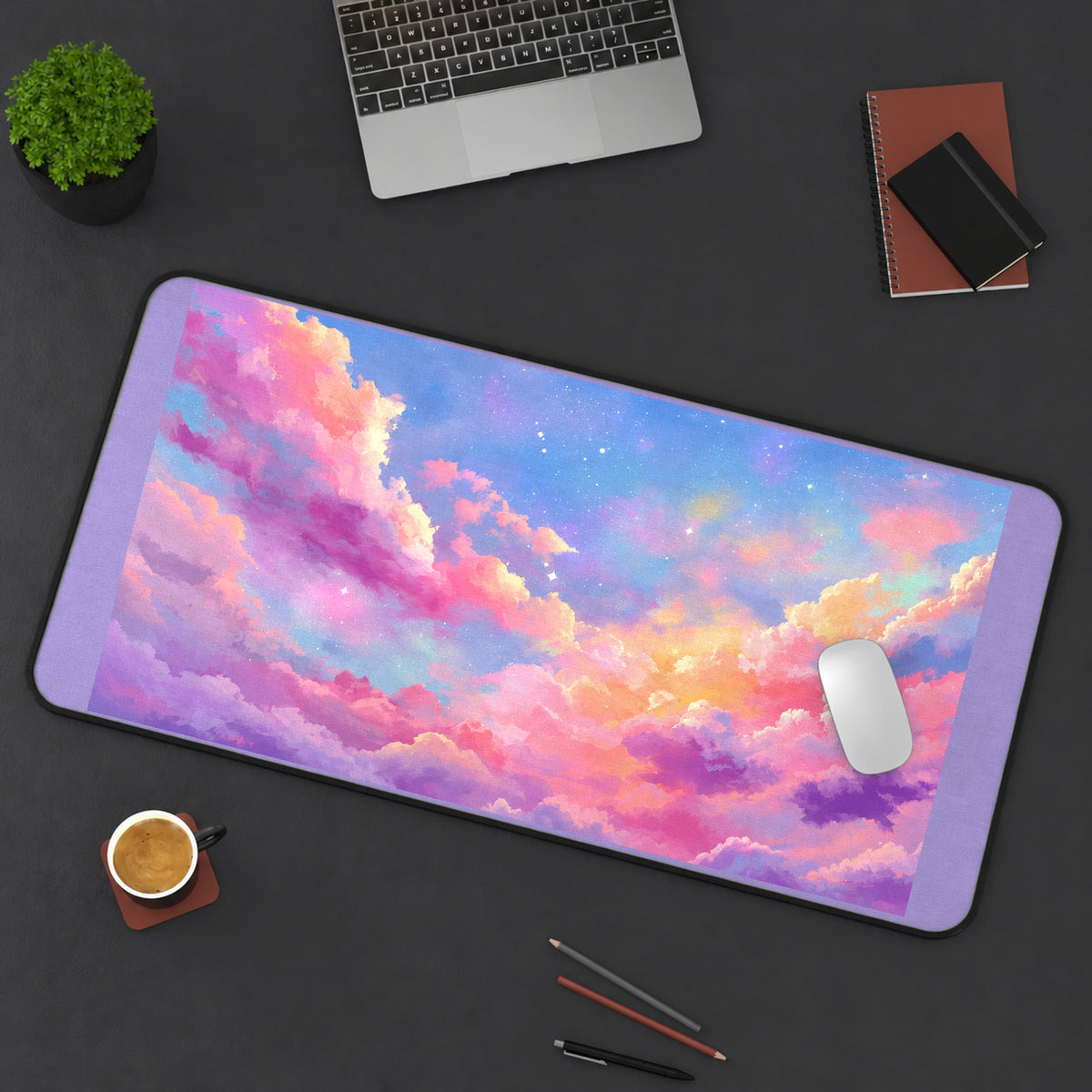 Pink Cloudscape and Blue Sky desk mat — product mockup 3
