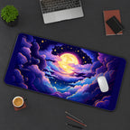 Golden Moon in Purple Clouds desk mat — product mockup 3