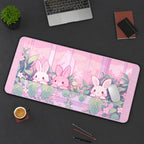 Pastel Bunnies in a Flower Window desk mat — product mockup 3