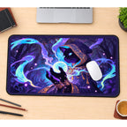 Cat Sorcerer with a Glowing Orb desk mat — product mockup 1