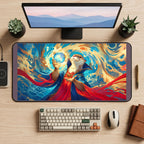 Otter Sorcerer with a Water Orb desk mat — product mockup 2