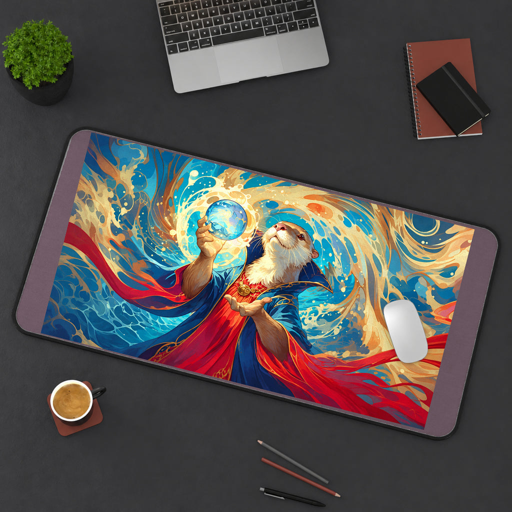Otter Sorcerer with a Water Orb desk mat — product mockup 3