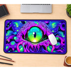 Neon Green Monster Eye desk mat — product mockup 1