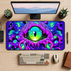 Neon Green Monster Eye desk mat — product mockup 2