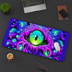 Neon Green Monster Eye desk mat — product mockup 3