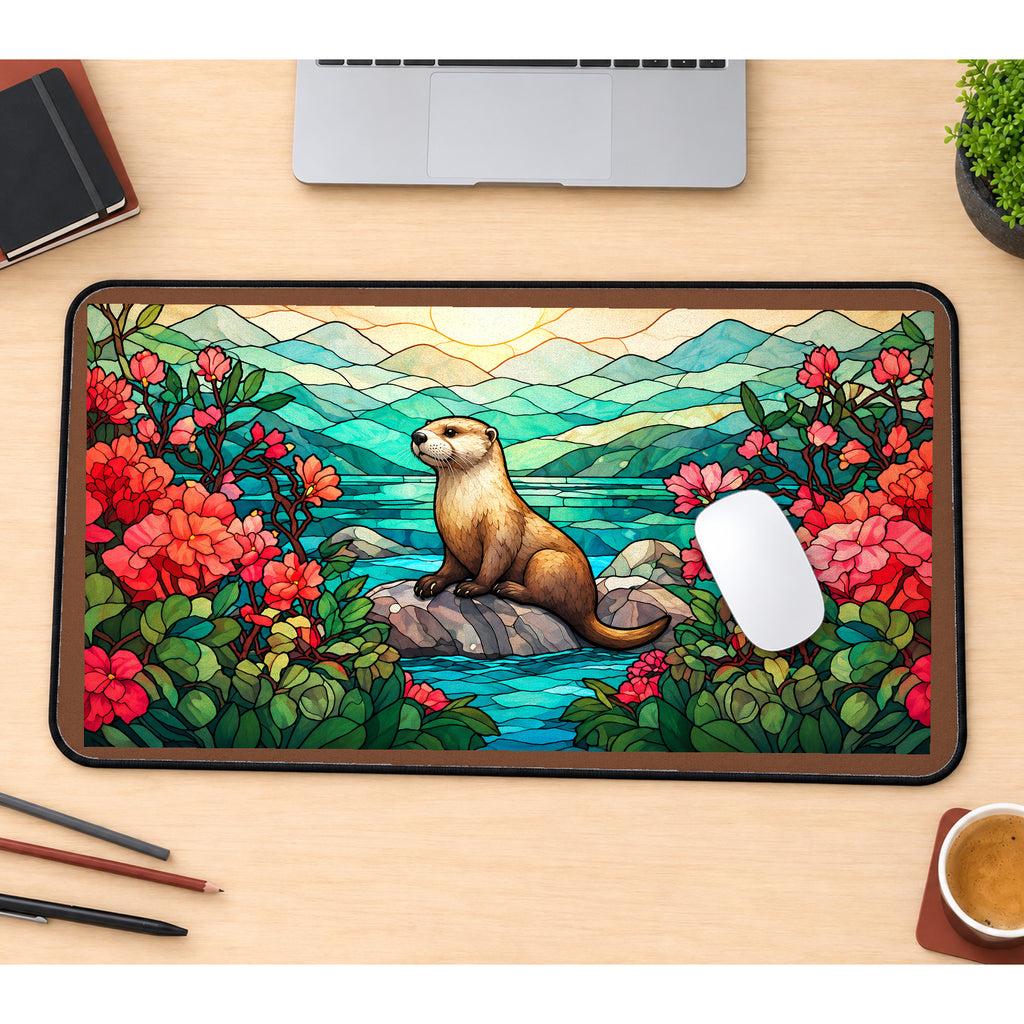 Otter by Stained Glass Flowers desk mat — product mockup 1