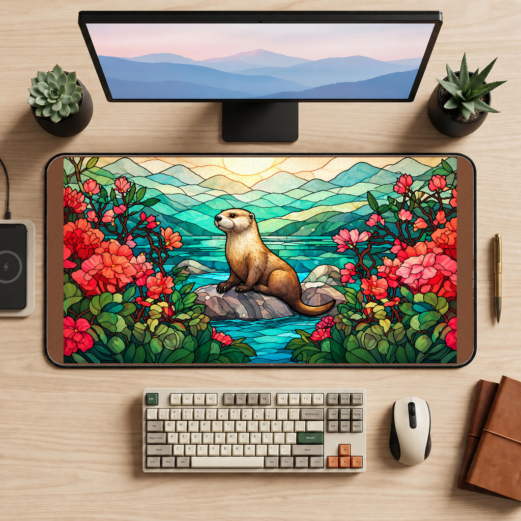 Otter by Stained Glass Flowers desk mat — product mockup 2