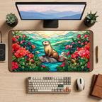 Otter by Stained Glass Flowers desk mat — product mockup 2