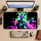 Neon Necromancer Portrait desk mat — product mockup 2
