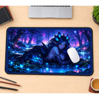 Blue Faerie in a Moonlit Forest desk mat — product mockup 1
