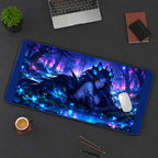 Blue Faerie in a Moonlit Forest desk mat — product mockup 3