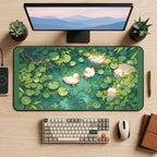 Two Ducks on a Lily Pond desk mat — product mockup 2