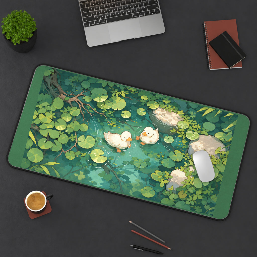 Two Ducks on a Lily Pond desk mat — product mockup 3