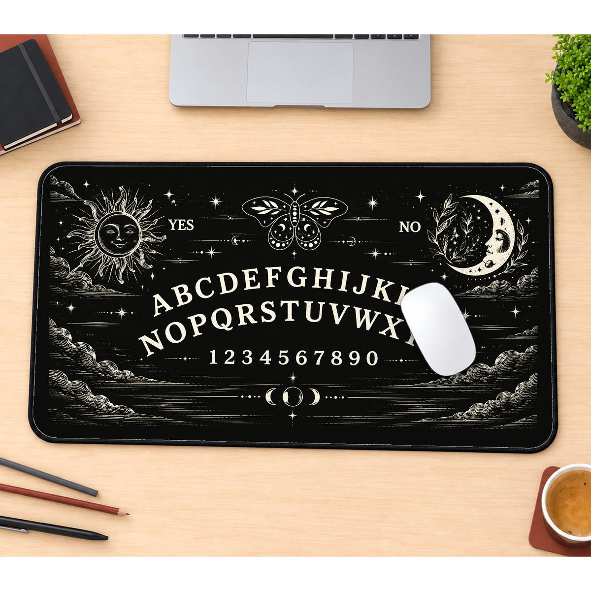 Celestial Spirit Board Alphabet desk mat — product mockup 1