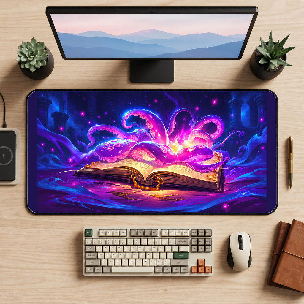 Glowing Tentacles from a Spellbook desk mat — product mockup 2