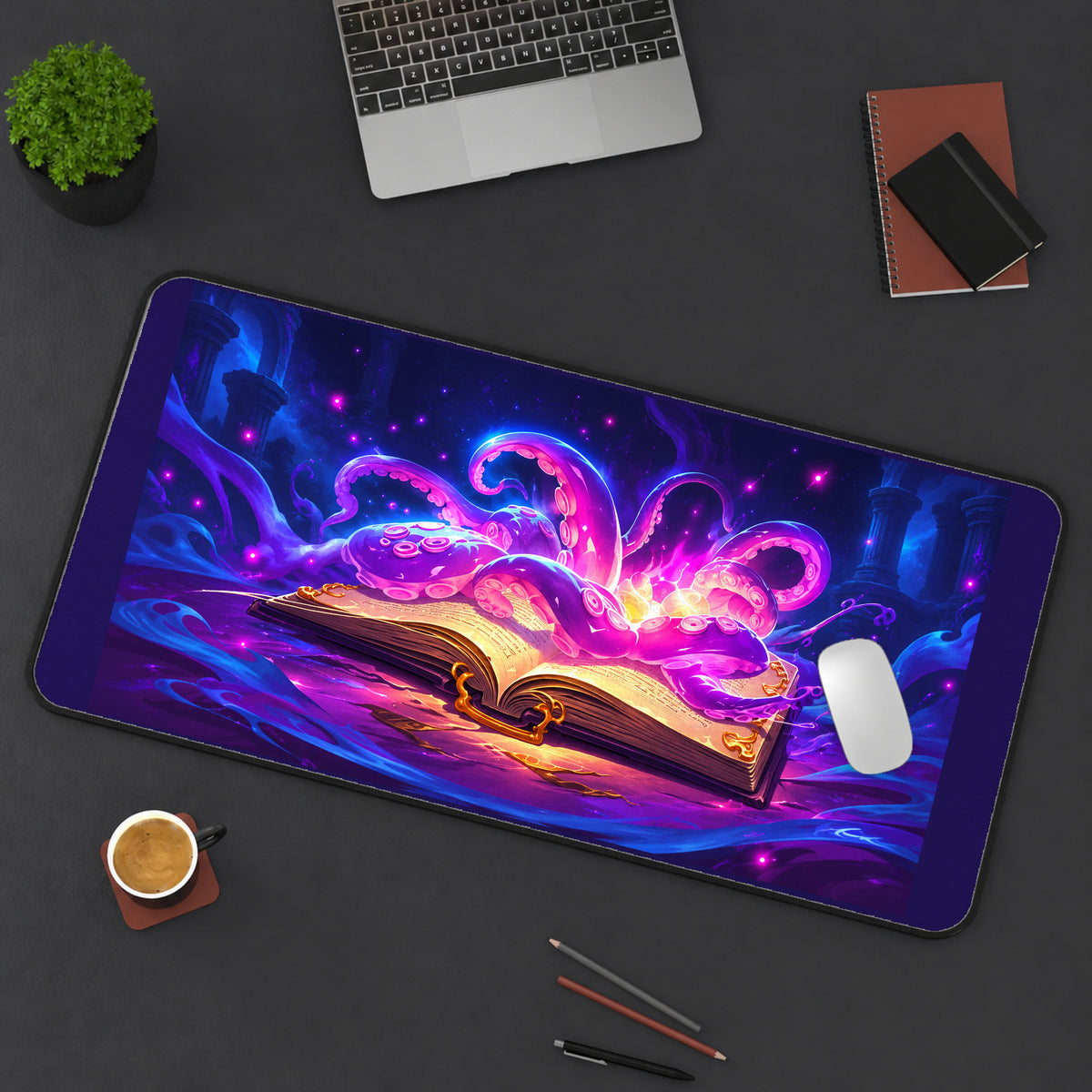 Glowing Tentacles from a Spellbook desk mat — product mockup 3