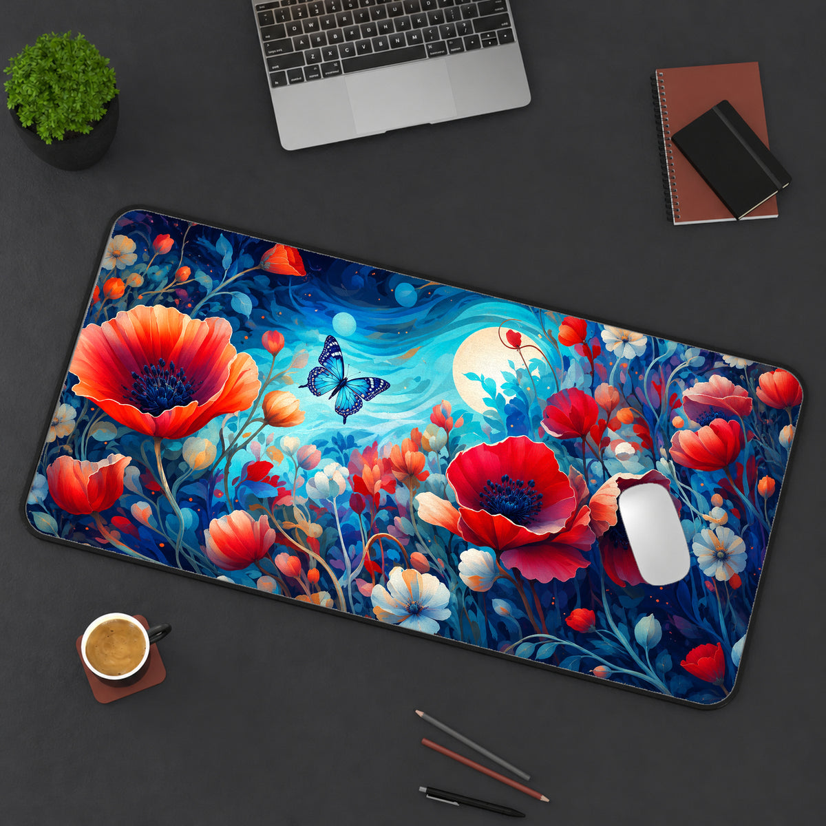 Moonlit Wildflower Delight Desk Mat — product mockup 3