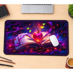 Crimson Apple above a Spellbook desk mat — product mockup 1