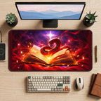 Red Serpent above a Spellbook desk mat — product mockup 2