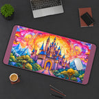 Colorful Glass Castle Landscape desk mat — product mockup 3
