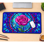 Magenta Rose Glass Medallion desk mat — product mockup 1