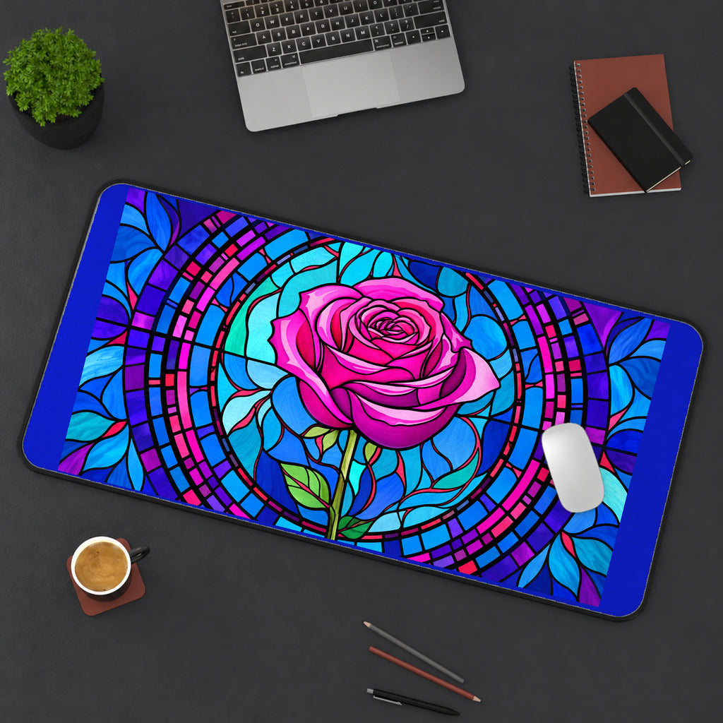 Magenta Rose Glass Medallion desk mat — product mockup 3
