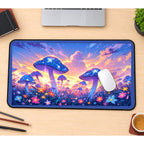 Blue Mushrooms at Pastel Sunset desk mat — product mockup 1
