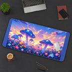 Blue Mushrooms at Pastel Sunset desk mat — product mockup 3