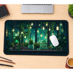 Emerald Greenhouse with Hanging Lights desk mat — product mockup 1