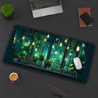 Emerald Greenhouse with Hanging Lights desk mat — product mockup 3
