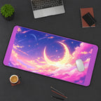 Golden Crescent in Pink Clouds desk mat — product mockup 3