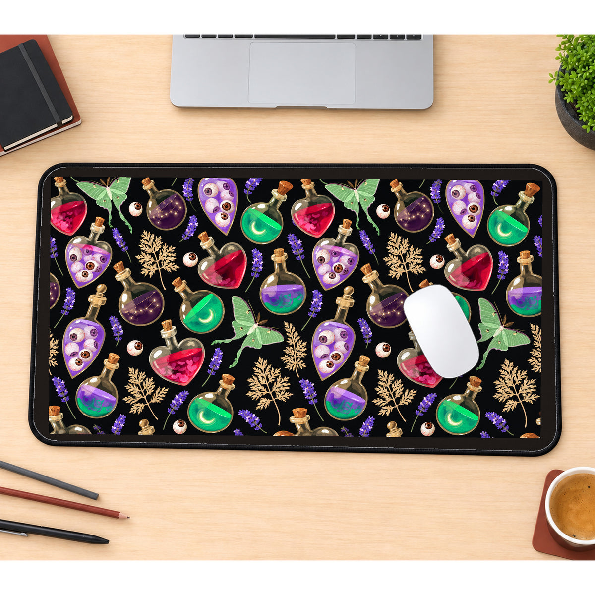 Jewel Toned Love Potion Pattern desk mat — product mockup 1