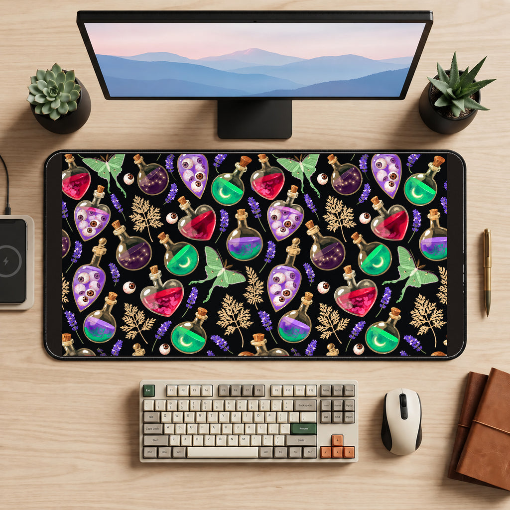 Jewel Toned Love Potion Pattern desk mat — product mockup 2