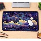 Gold Celestial Clouds and Stars desk mat — product mockup 1