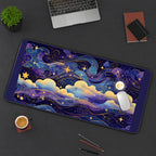 Gold Celestial Clouds and Stars desk mat — product mockup 3