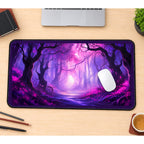 Glowing Purple Enchanted Woods desk mat — product mockup 1