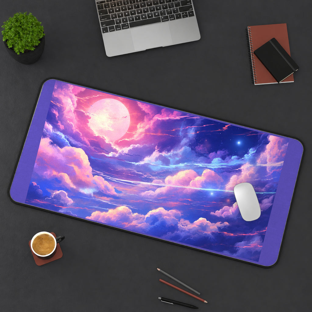 Pink and Violet Meteor Sky desk mat — product mockup 3