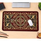 Gold Celtic Dragon Knotwork desk mat — product mockup 1