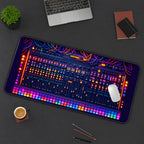 Neon Audio Mixing Console desk mat — product mockup 3