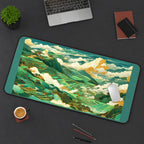 Green Rice Terraces in the Clouds desk mat — product mockup 3