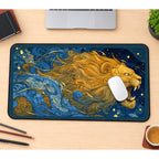 Golden Celestial Lion desk mat — product mockup 1
