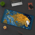 Golden Celestial Lion desk mat — product mockup 3