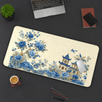 Blue Peony Pagoda Garden desk mat — product mockup 3