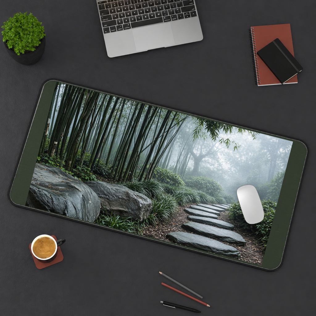 Misty Bamboo Stepping Stone Path desk mat — product mockup 3